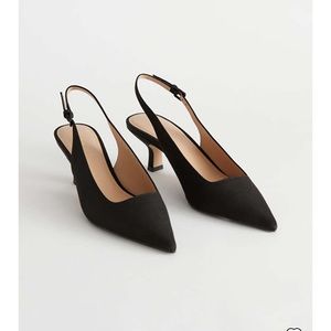 Pointed slingback pumps kitten heels